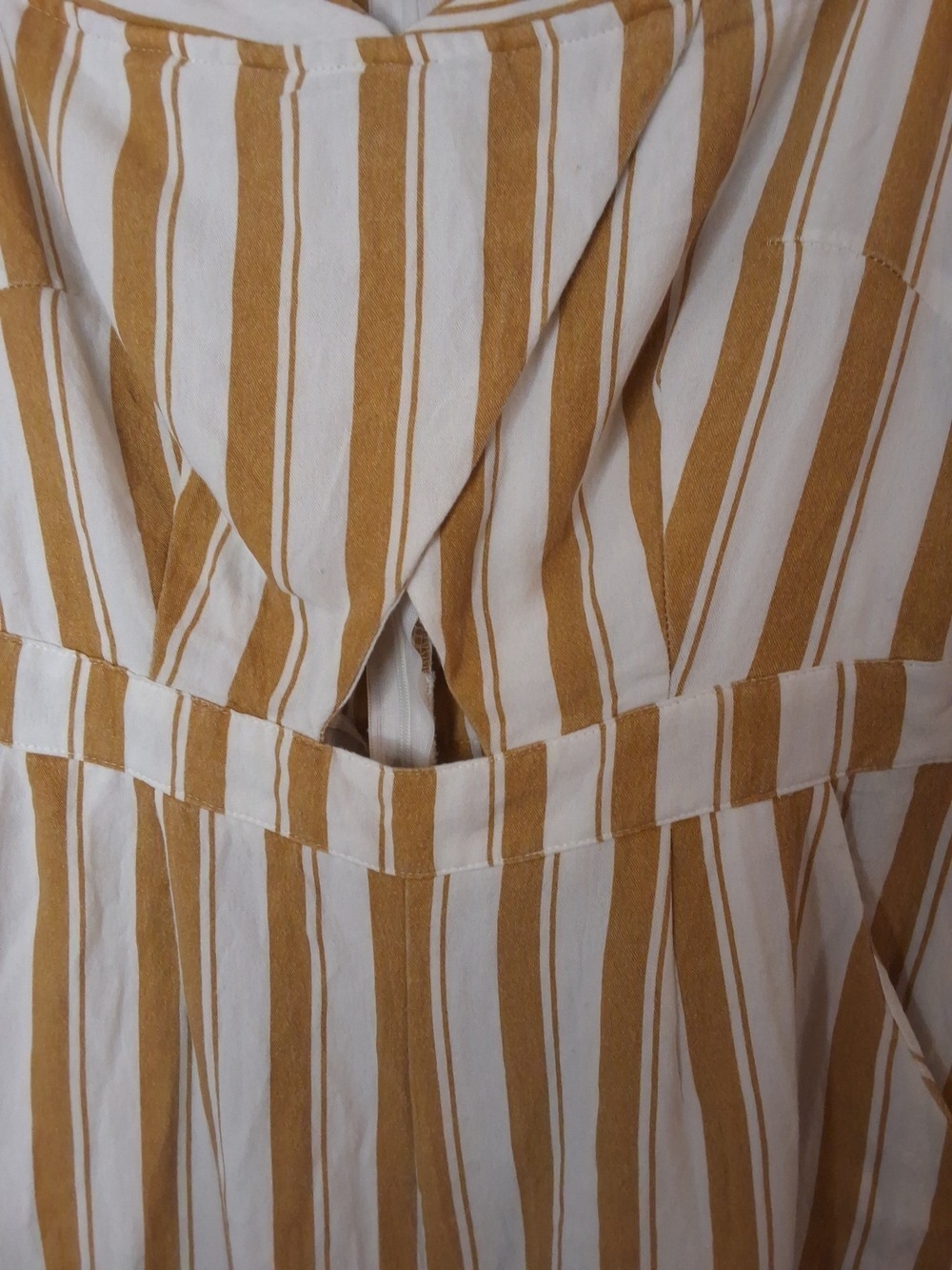 Love Culture Striped Wide-Leg Jumpsuit Size Small Mustard Gold White - Picture 9 of 9